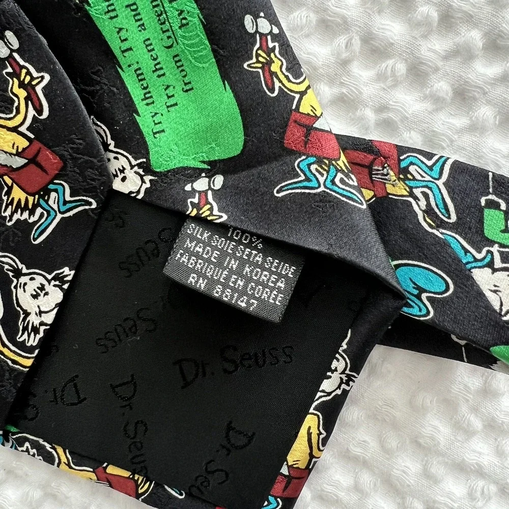 Vintage 90s Dr. Seuss Silk Tie Green Eggs And Ham New With Tags Whimsical Preppy